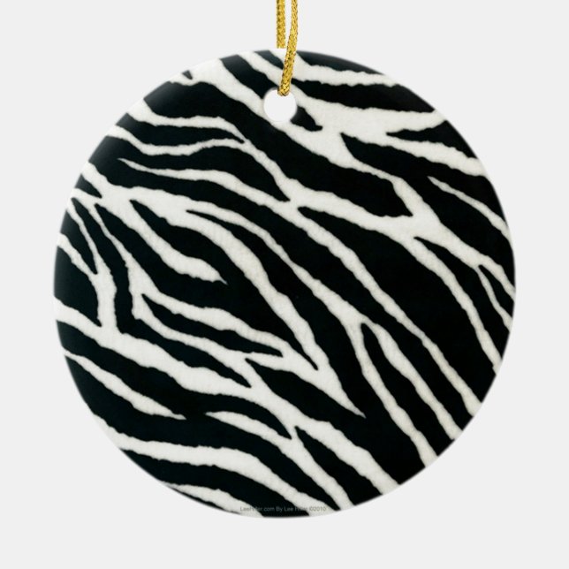RAB Rockabilly Zebra Print Black & White Ceramic Ornament (Front)
