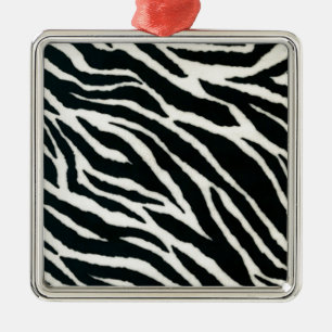 RAB Rockabilly Zebra Print Black & White Metal Ornament