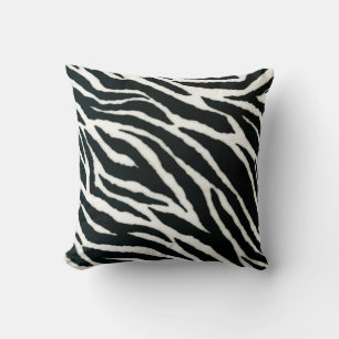 RAB Rockabilly Zebra Print Black & White Throw Pillow