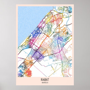 Rabat Morocco City Map Poster