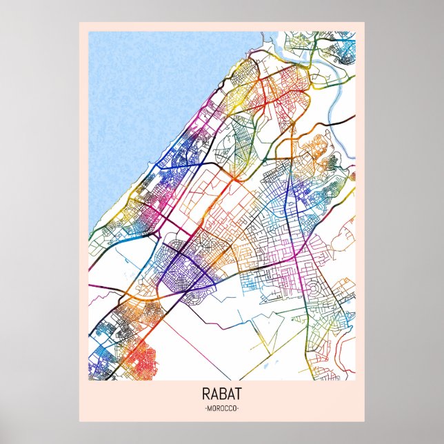 Rabat Morocco City Map Poster (Front)