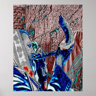 RABBI WITH SHOFAR POSTER