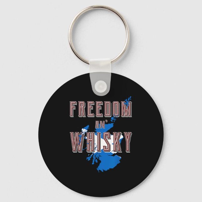 Rabbie Burns Quote Freedom Whisky Scottish Colours Keychain (Front)