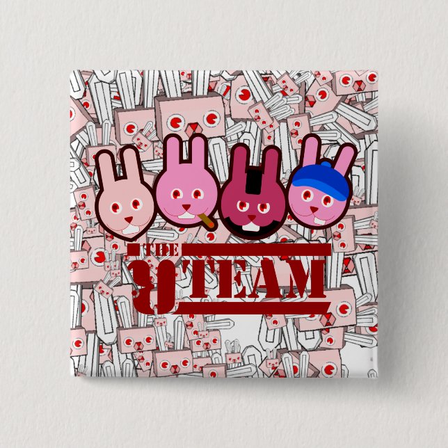 rabbit 2 inch square button (Front)
