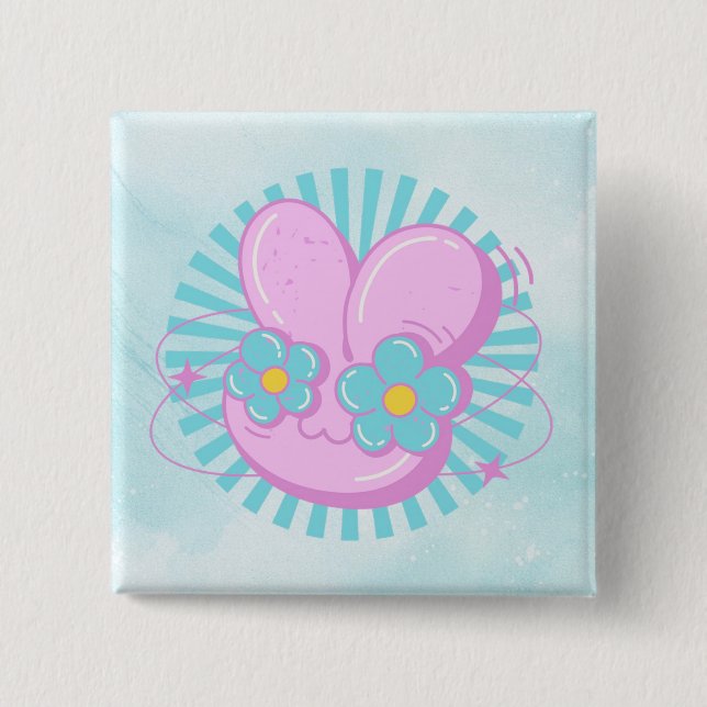 Rabbit 2 Inch Square Button (Front)
