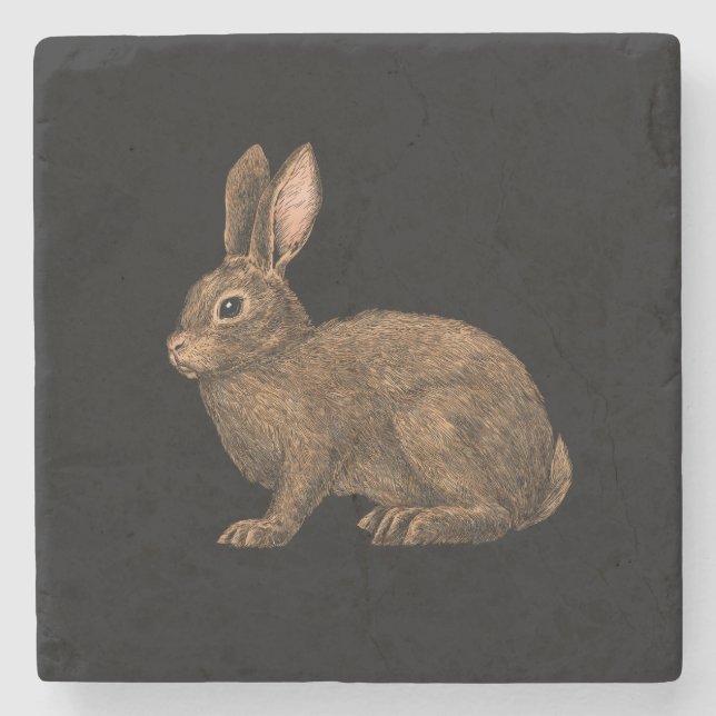 Rabbit 2 stone coaster (Front)