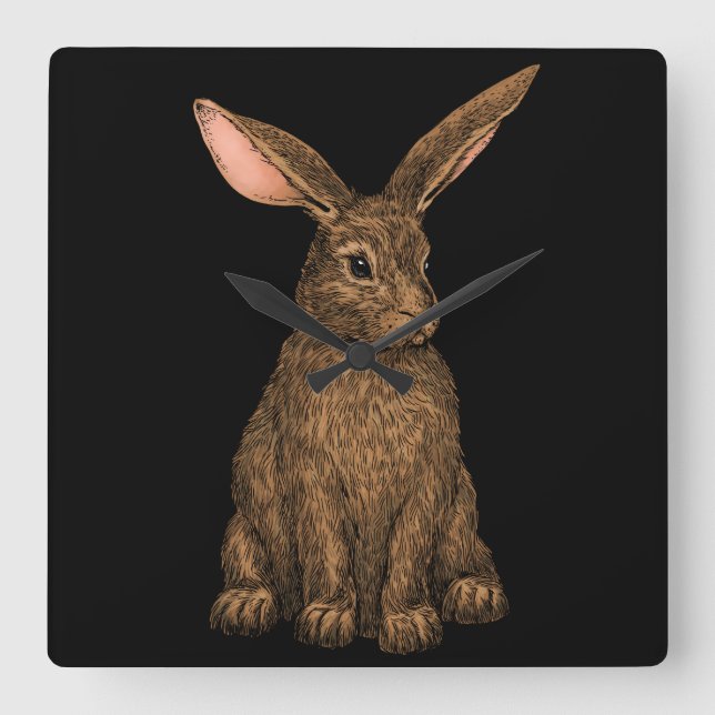Rabbit 3 square wall clock (Front)