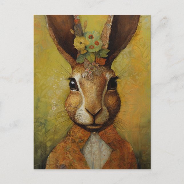 Rabbit adorable dans une carte postale de costume (Devant)