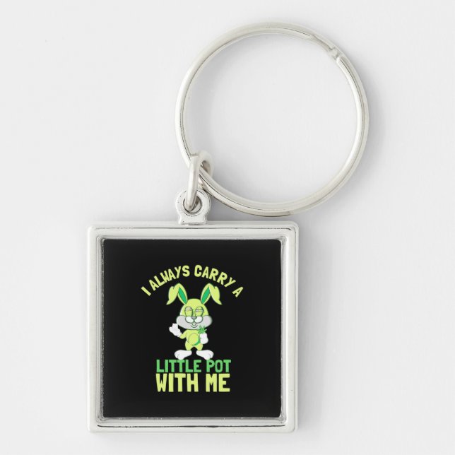 Rabbit Always Carry A Little Pot Keychain (Front)