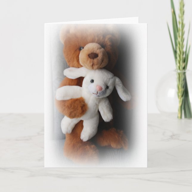 Rabbit And Bear Easter Card (Front)