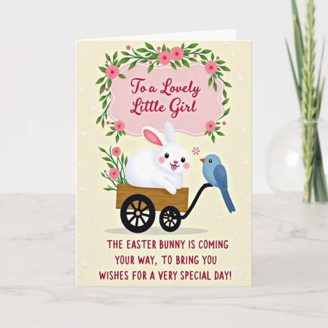 Rabbit And Bird Springtime Card (Front)