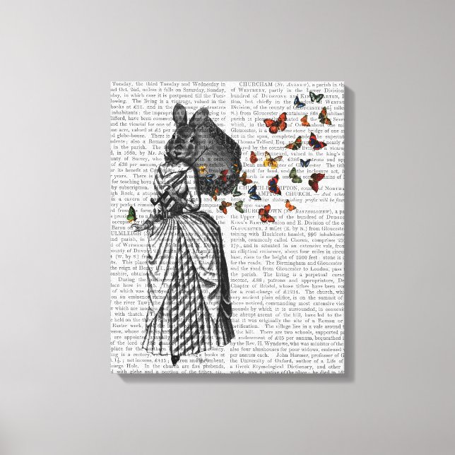 Rabbit and Butterfly Parasol Canvas Print (Front)