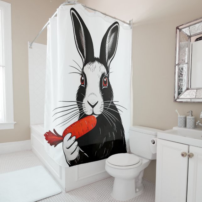 Rabbit And Carrot Shower Curtain (In Situ)