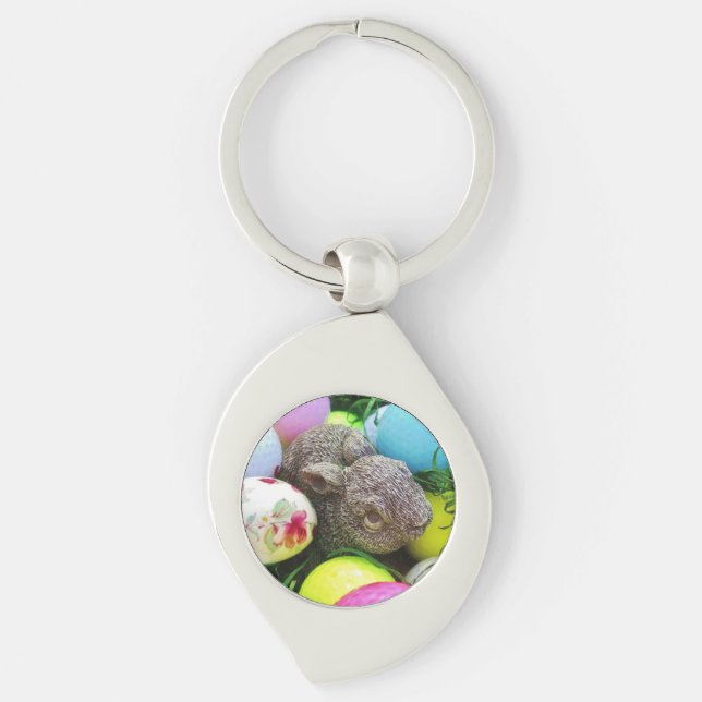 Rabbit and coloured Golf Balls Keychain (Front)