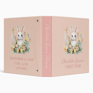 Rabbit and Flowers Baby Girl's First Year Memory Binder