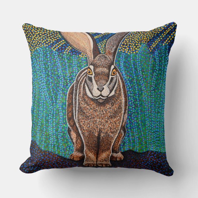Rabbit and Gazelle Throw Pillow (Front)