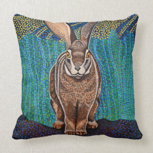 Rabbit and Gazelle Throw Pillow