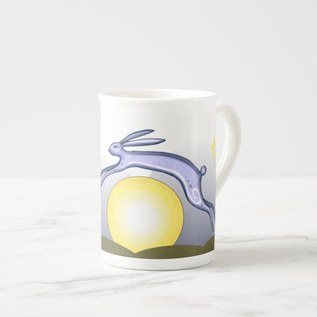 Rabbit and Moon Tea Bone China Mug (Front Right)