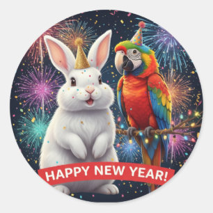 Rabbit and Parrot New Year Sticker