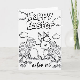 Rabbit And Patterned Eggs Card