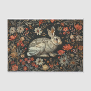 Rabbit and Red Wildflowers Decoupage Tissue Paper