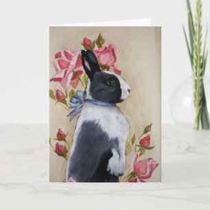 Rabbit and Roses Holiday Card