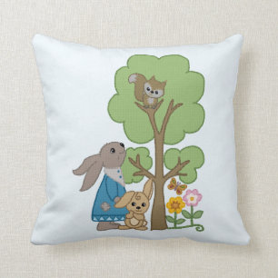 rabbit and squirrel throw pillow
