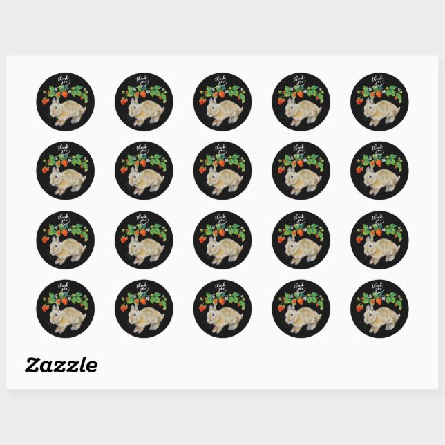 Rabbit and Strawberry Thank You Sticker (Sheet)
