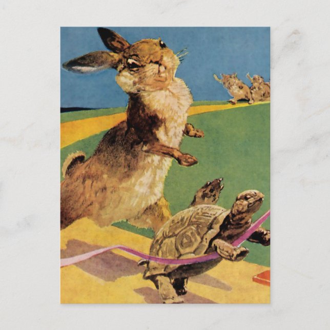 “Rabbit and the Hare” by Harry Rountree Postcard (Front)