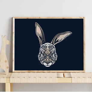 Rabbit Animal Portrait   Rabbit Wall Print
