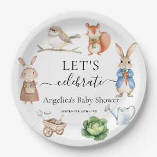 Rabbit Animals Garden Tools Baby Shower  Paper Plate