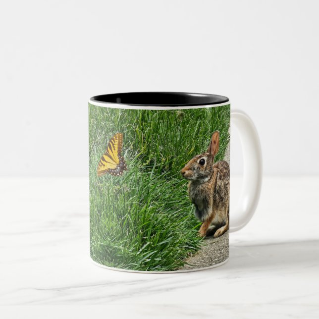 Rabbit art Two-Tone coffee mug (Front Right)