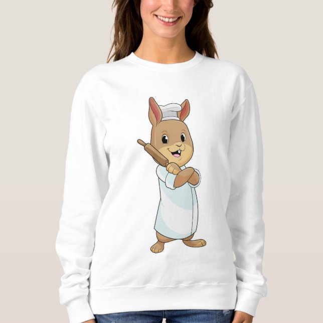 Rabbit as Baker with Rolling pin Sweatshirt (Front)