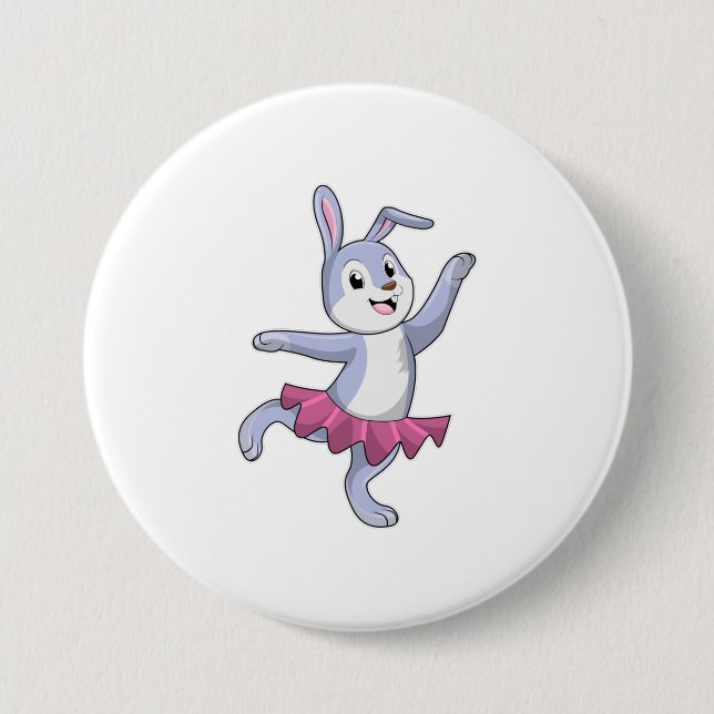 Rabbit as Ballerina at Ballet 3 Inch Round Button (Front)