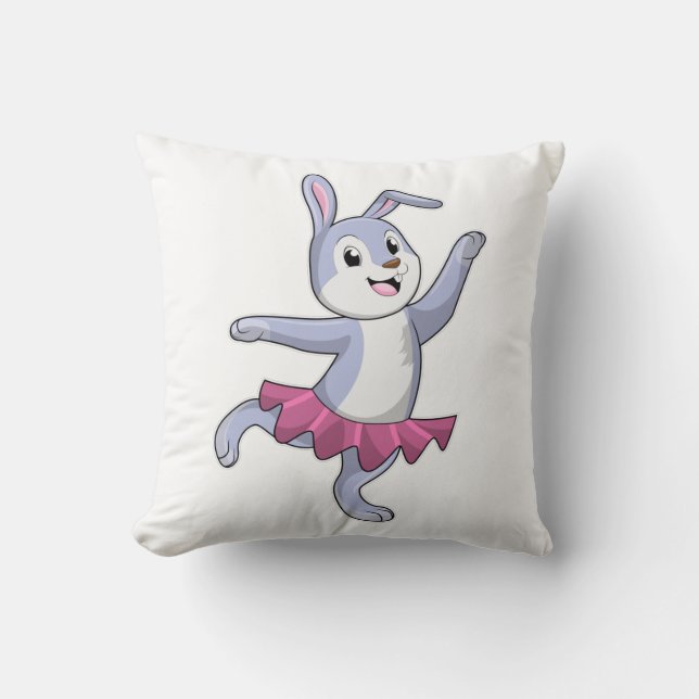 Rabbit as Ballerina at Ballet Throw Pillow (Front)