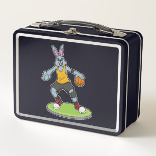 Rabbit as Basketball player with Basketball Metal Lunch Box