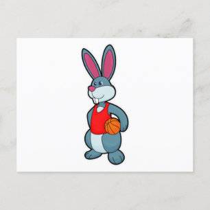 Rabbit as Basketball player with Basketball Postcard