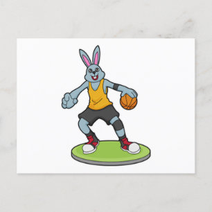 Rabbit as Basketball player with Basketball Postcard