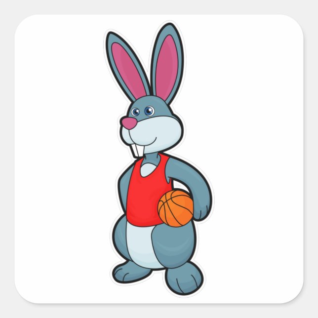 Rabbit as Basketball player with Basketball Square Sticker (Front)