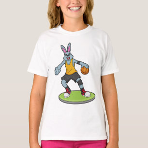 Rabbit as Basketball player with Basketball T-Shirt