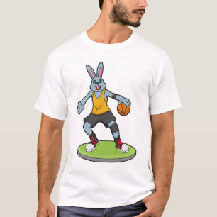 Rabbit as Basketball player with Basketball T-Shirt