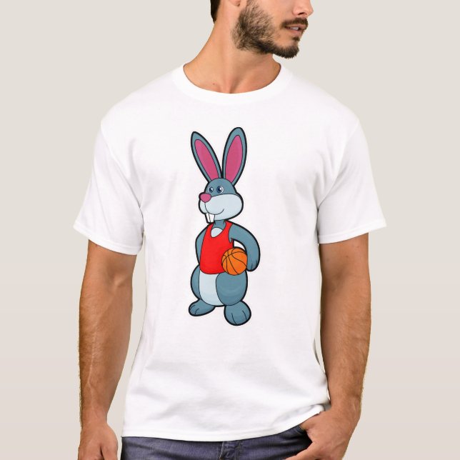 Rabbit as Basketball player with Basketball T-Shirt (Front)