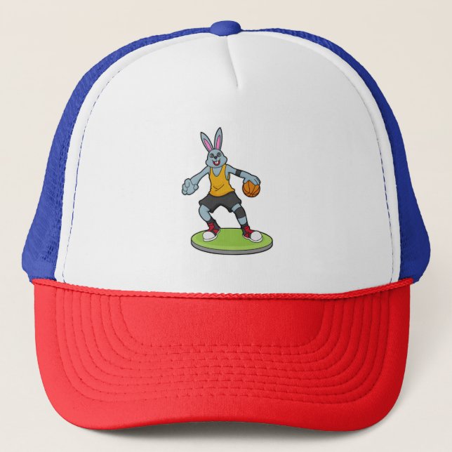 Rabbit as Basketball player with Basketball Trucker Hat (Front)