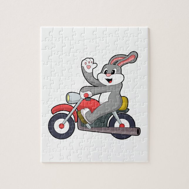 Rabbit as Biker with Motorcycle.PNG Jigsaw Puzzle (Vertical)