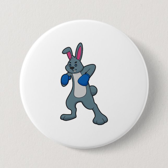 Rabbit as Boxer with Boxing gloves 3 Inch Round Button (Front)