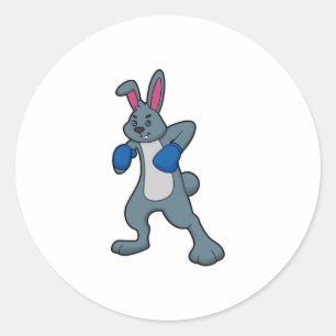 Rabbit as Boxer with Boxing gloves Classic Round Sticker