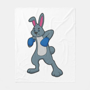 Rabbit as Boxer with Boxing gloves Fleece Blanket