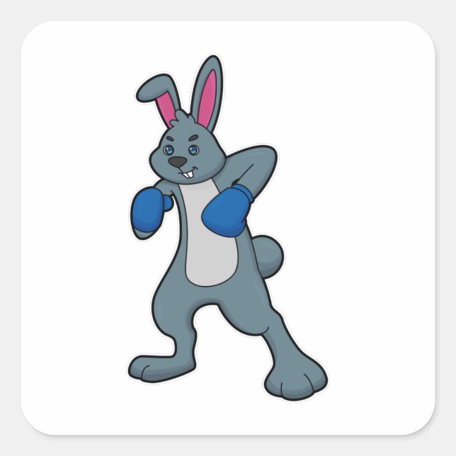 Rabbit as Boxer with Boxing gloves Square Sticker (Front)
