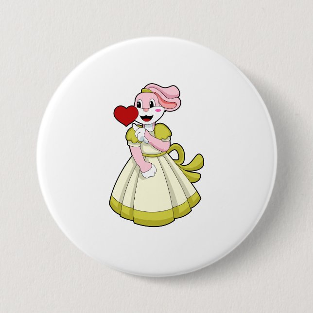 Rabbit as Bride with Wedding dress.PNG 3 Inch Round Button (Front)