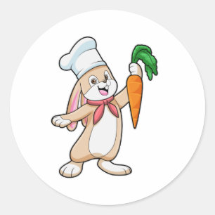 Rabbit as Cook with Carrot Classic Round Sticker